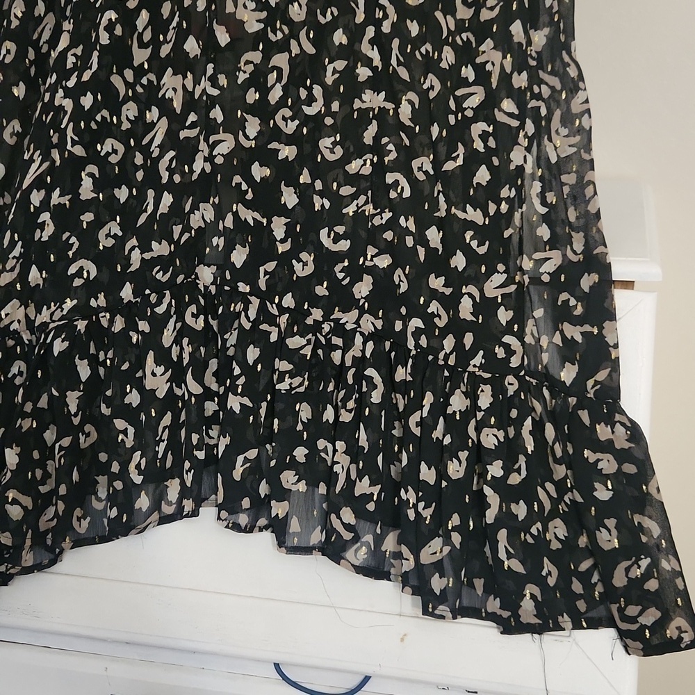 Leopard print long line kimono Ruffle Hem Modest Elegant Sophisticated Party XL - Picture 11 of 13